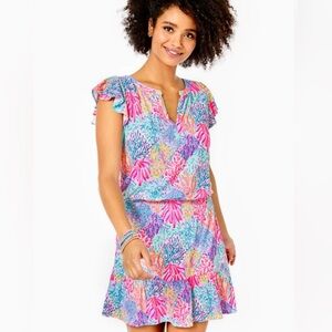 LILLY PULITZER Ravi Romper Dress Built in Shorts Women’s Size Medium Splashdance